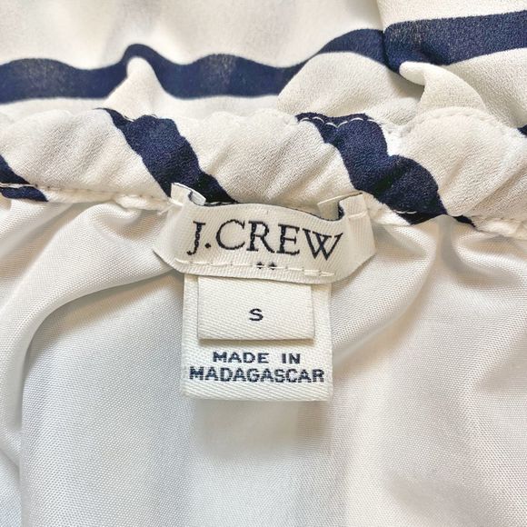 J. Crew Navy Blue & White Striped Ruffle Halter Dress - Picture 6 of 6